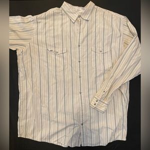 J. Ferrar 3XLT Green and Silver Stripe Long Sleeve Button Down